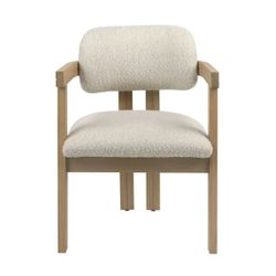 Brand new designer dining chair off white Boucle solid wood frame, free delivery ✅  modern arm chair, boucle dining chair