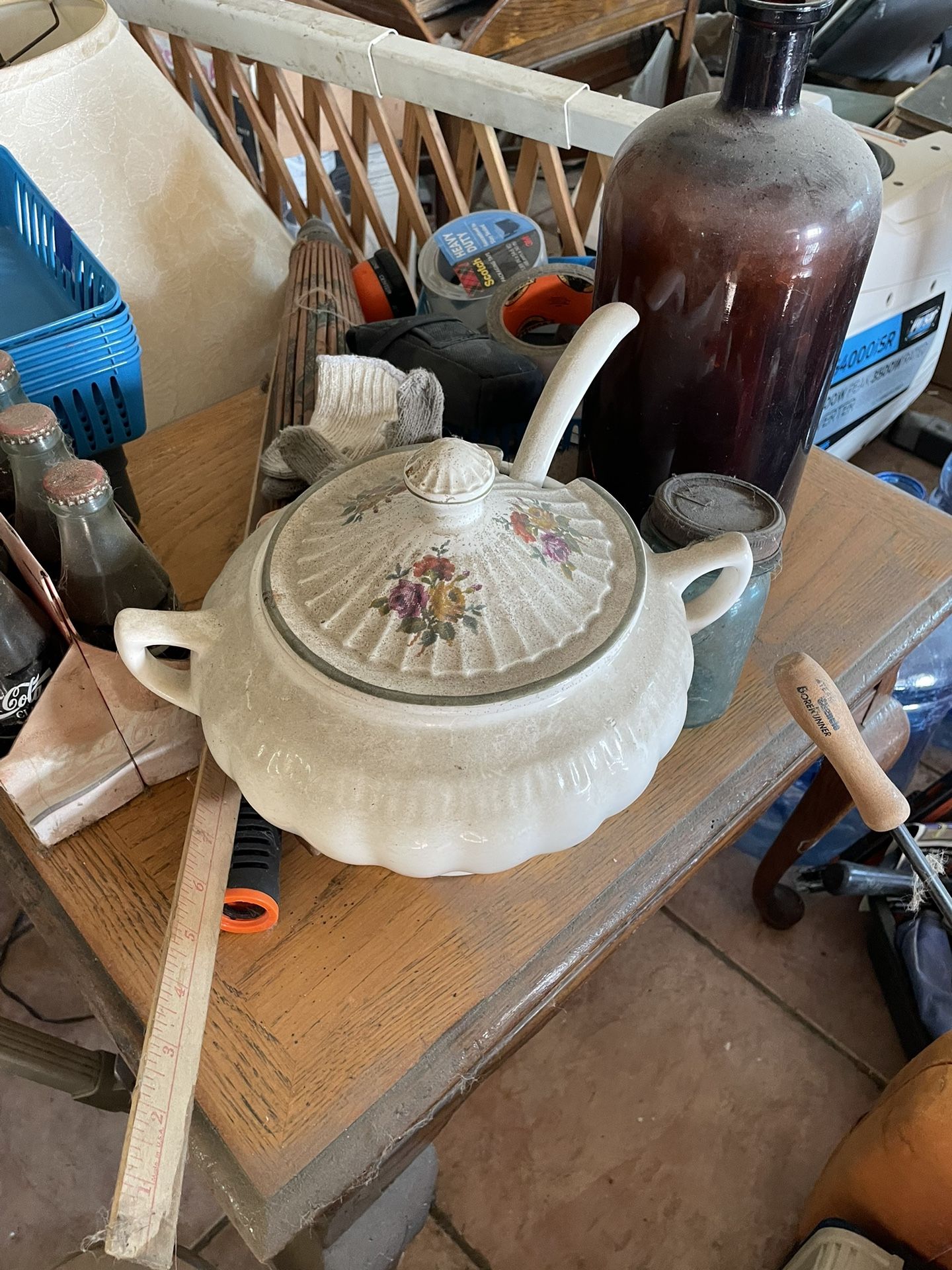 Antique bottles, China glassware