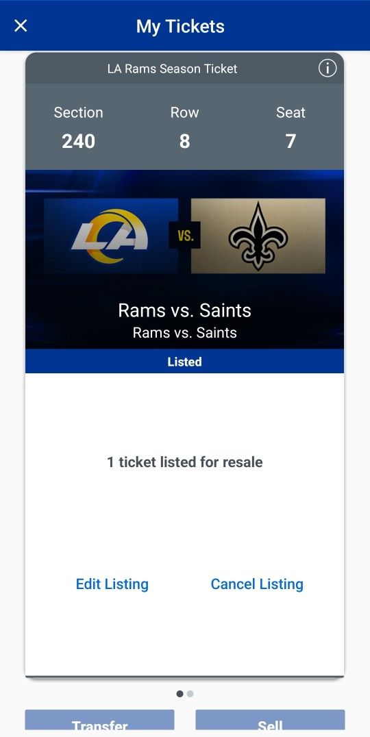 Terrific Offer Los Angeles RAMS Vs. New Orleans  SAINTS Sunday NOV 2nd 1:05pm (SOFI Stadium in Inglewood)
