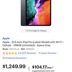 iPad Pro 12.9 Latest Model Cellular +wifi Brand New