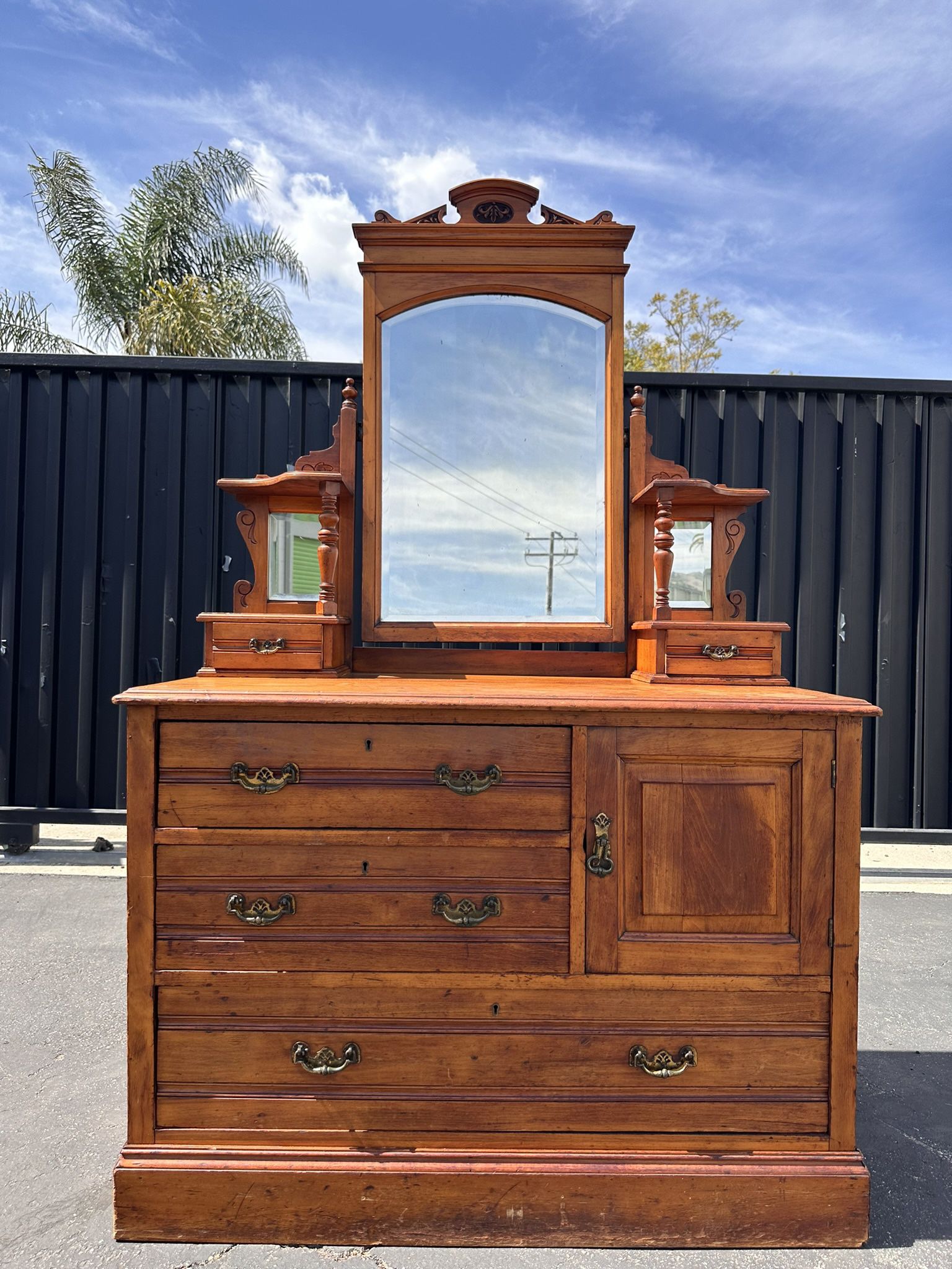 Antique Dresser with Mirror, Vanity Entryway Piece