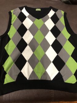 Concept Plaid V neck sweater vest green