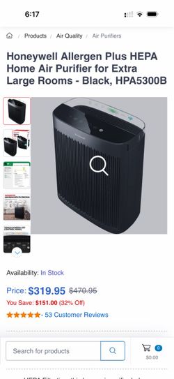 Honeywell Allergen Plus HEPA Air Purifier – HPA5300B