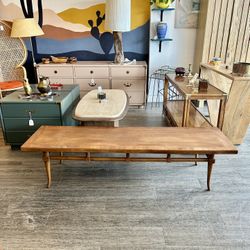 Variety Of MCM Wood Coffee Table / Mid Century Slatted Bench 