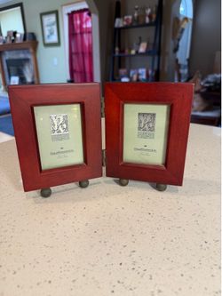 Philip Whitney Ltd. Rosewood Hinged Double Picture Frame – Holds Two 2.5” x 3.5” Photos