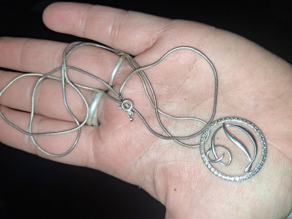 Genuine Sterling Silver Necklace With Pendant 
