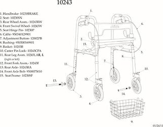 Drive Medical 10243 Clever Light Deluxe Foldable Rollator Walker #1773V T7-1
