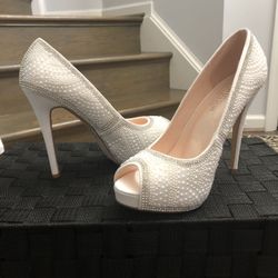 David’s Bridal Peep Toe Bridal Platform Heels