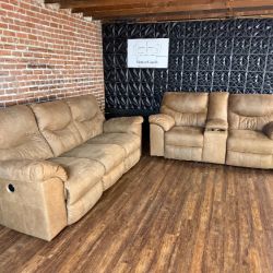 Delivery Available Brown recliner sofa/couch + loveseat set