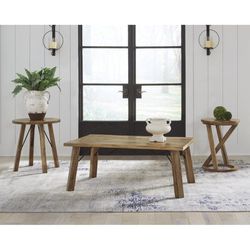Ashley Windovi Collection T179-13 3-Piece Occasional Table Set in Light
