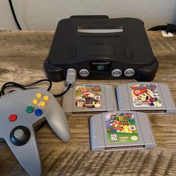 Nintendo 64 with Mario Kart, Mario Party And Super Mario 64