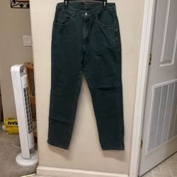 LL Bean Green Women’s Size 36 x 34 Green Fleece Lines Denim Jeans Pants 