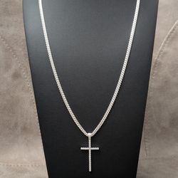 Solid Silver 22" Miami Cuban Chain & Pendant 