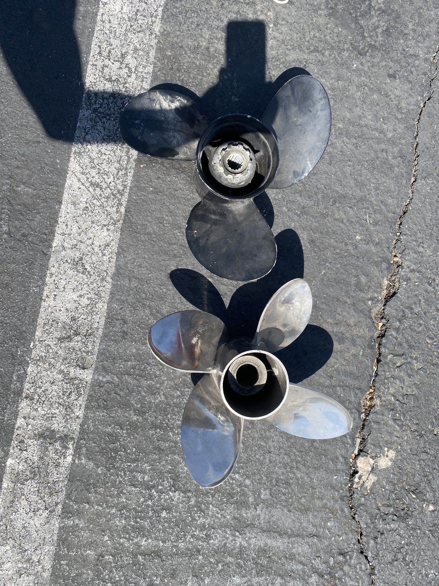 Mercury motor prop. Stainless steel and aluminum