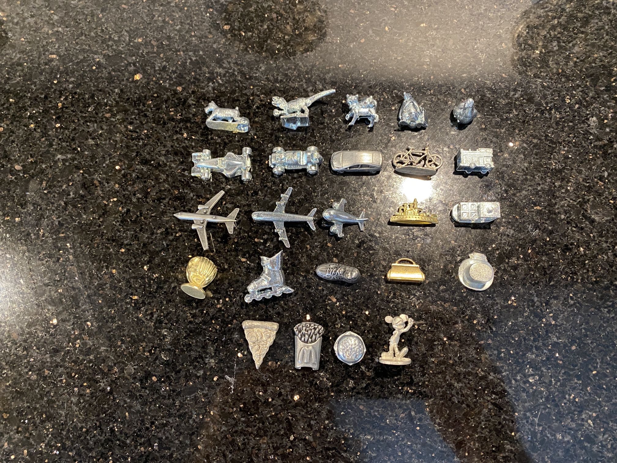 24 Pcs Monopoly Board Game Pewters Including Mickey McDonald & Other Rare Pieces