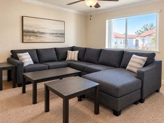 Dark Gray Fabric Sectional Sofa