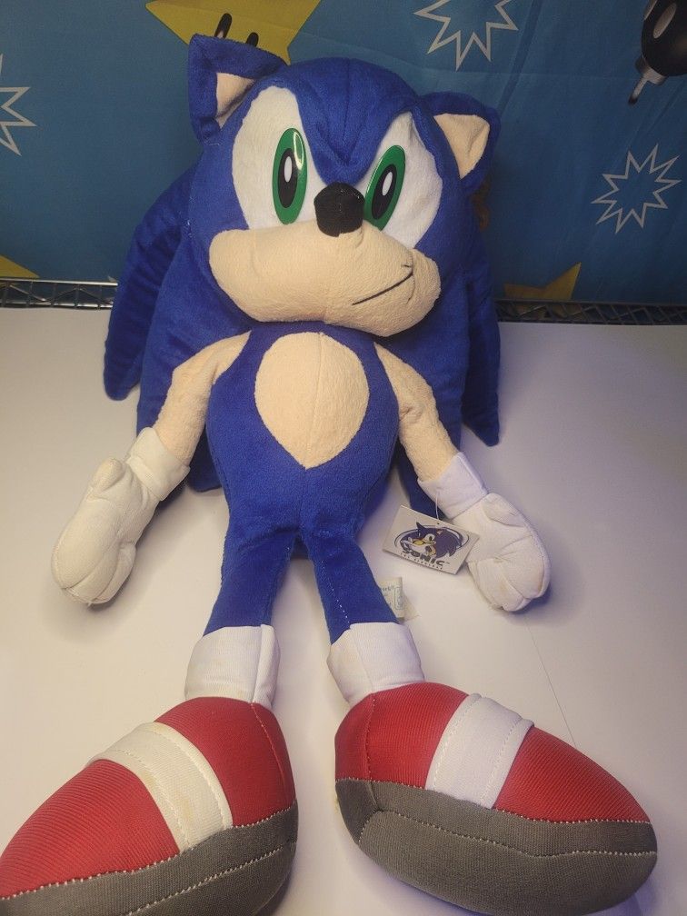 Rare Sonic the Hedgehog Plush Stuffed Animal Toy Network 24" SEGA 1(contact info removed) NWT!