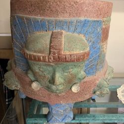 Large Mayan Style Vintage Decorative Urn / Pot 