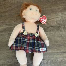 TY BEANIE KIDS - SOFT FABRIC GINGER  GIRL DOLL, RED HAIR, RETIRED,  WITH TAGS