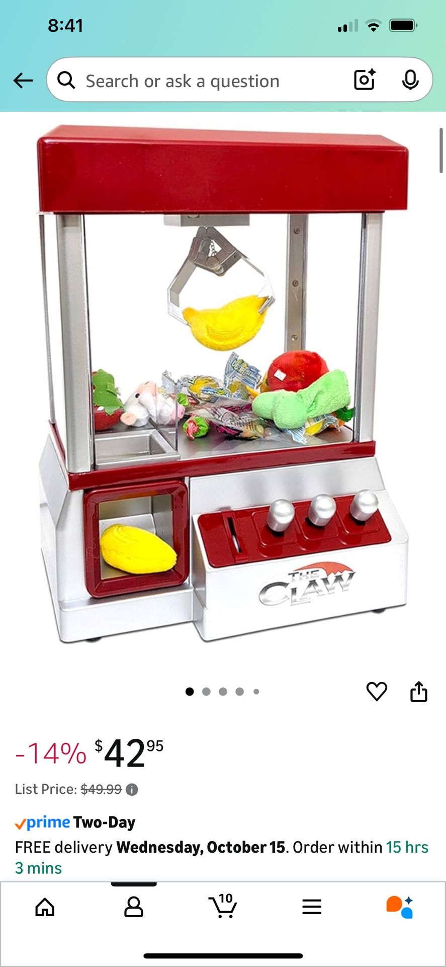 Etna Electronic Arcade Claw Machine Mini Candy Prize Dispenser Game with Sound