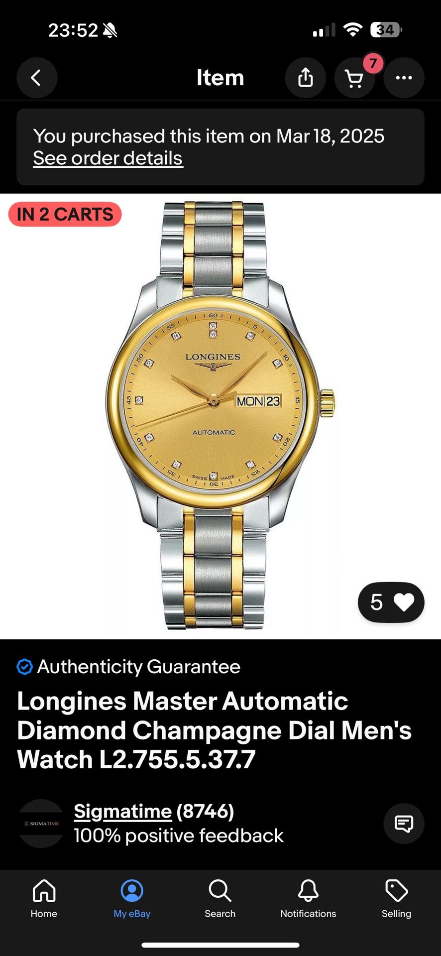 Longines Master Automatic Diamond Champagne Dial Men's Watch L2.755.5.37.7