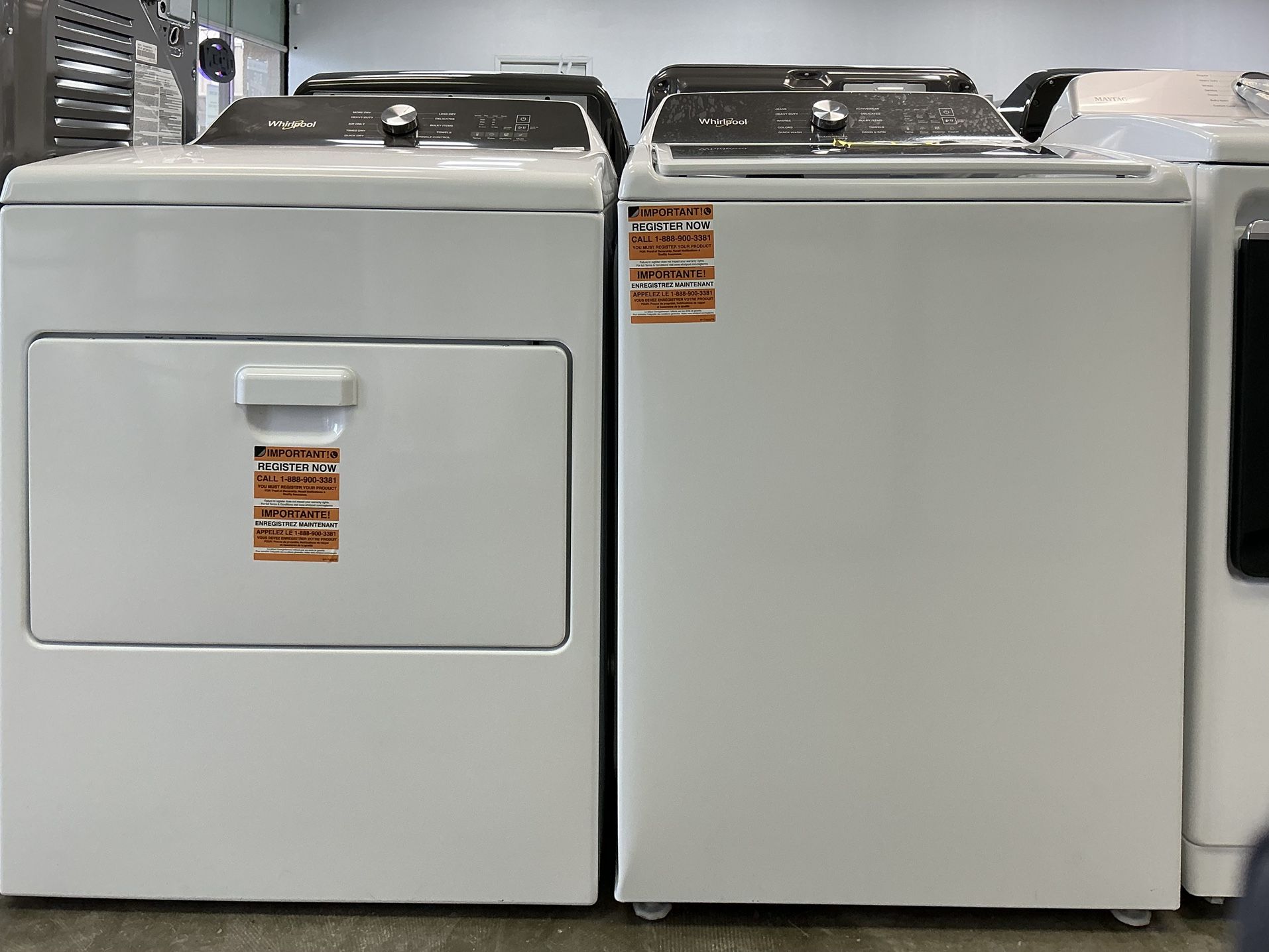 Whirlpool 4.6 cu. ft. Top Load Washer 7.0 cu. ft. Hamper Door Vented Electric Dryer