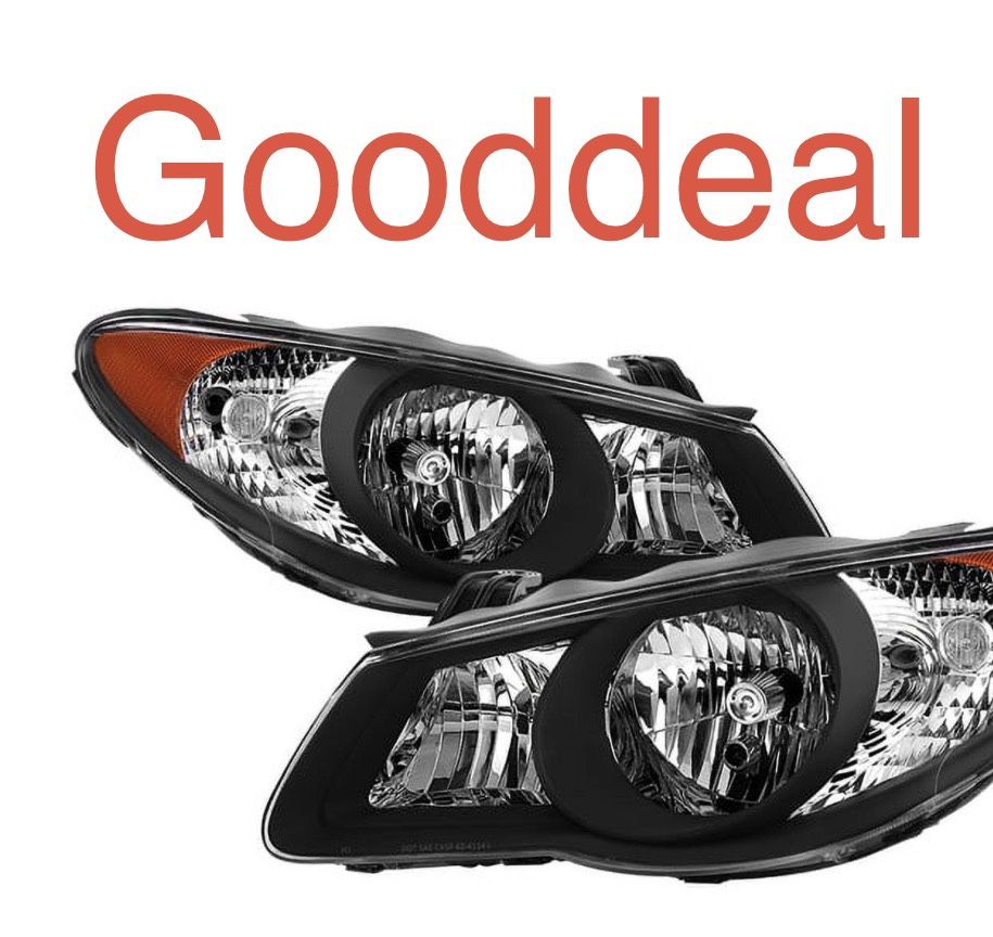 #8 Fit Brand New 07-10 Hyundai Elantra Black Housing Pair Headlight Light Lamp 