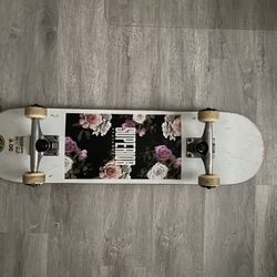 Superior White Floral Skate Board