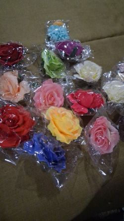 Artificial Silk Flower Heads Assorted Colors