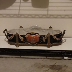   Castilian Porcelain And Brass Footed Serving Dish 