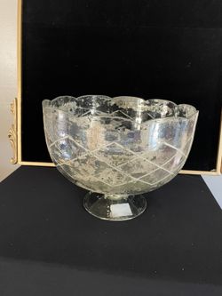 Distressed Silver Crystal Bowl / Vase 