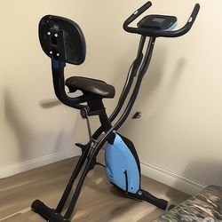 Folding Exercise Bike Fitness Upright and Recumbent X-Bike with 10-Level Adjustable Resistance, Arm Bands and Backrest Exercise Bikes for Home Bike Tr