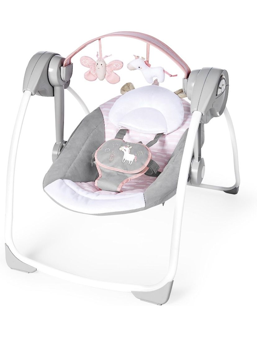 Ingenuity Comfort 2 Go Compact Portable 6-Speed Cushioned Baby Swing