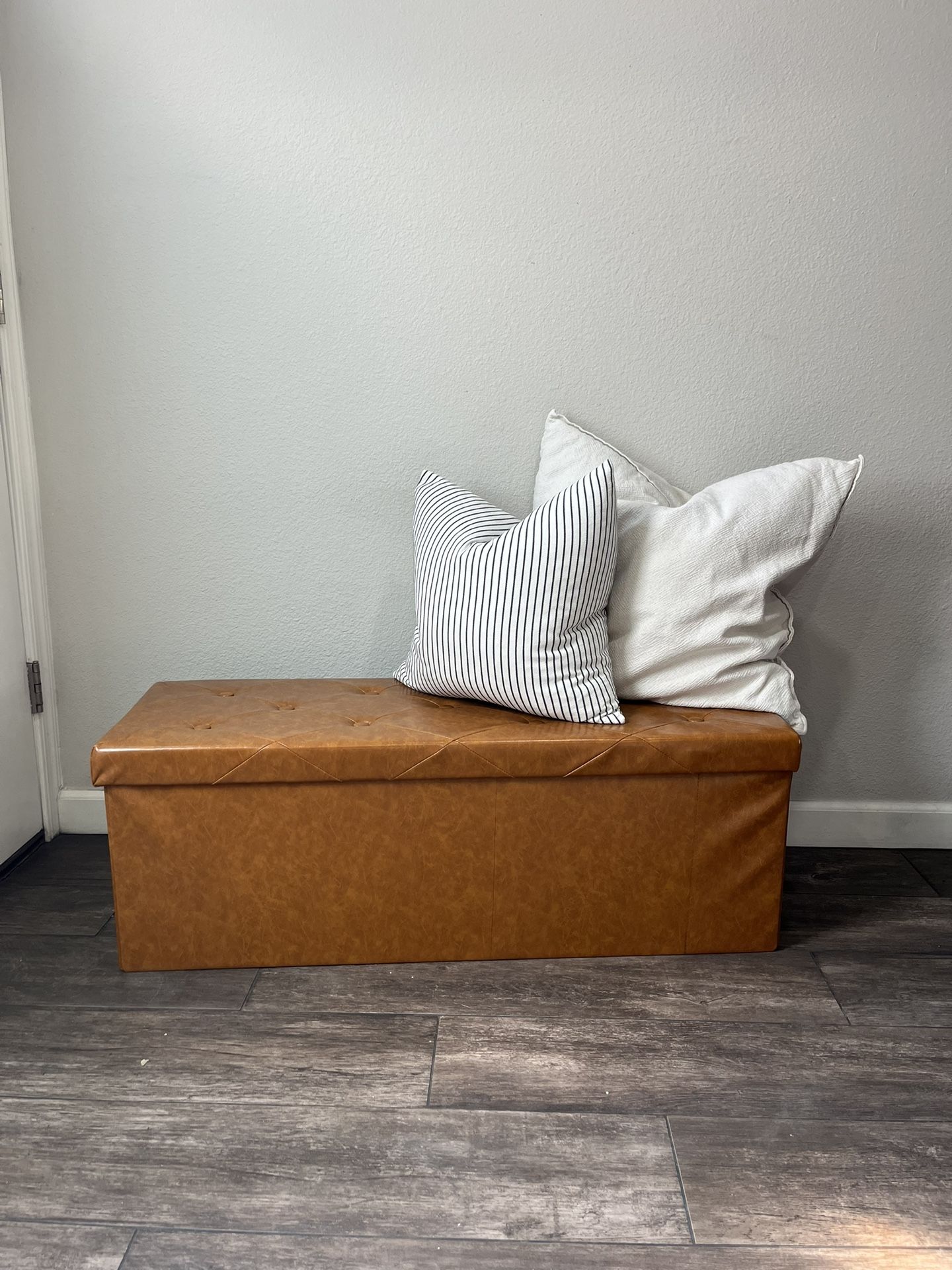 Faux Leather Storage Bench Brown Entryway