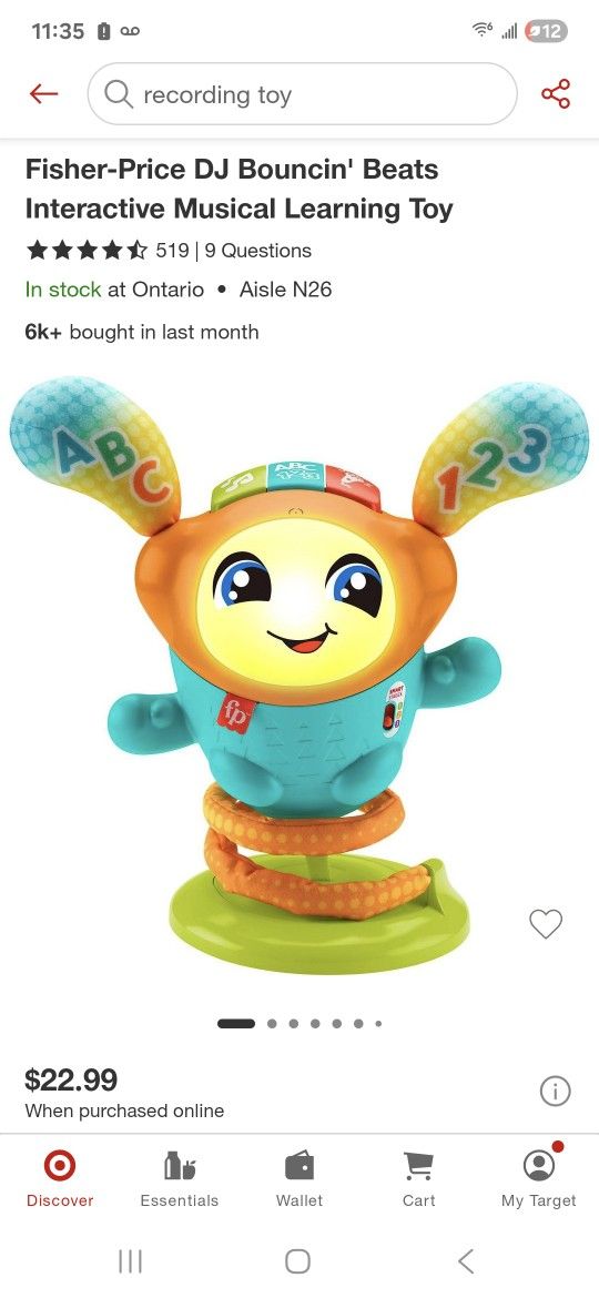 Fisher Price DJ Bouncin' Beats Interactive Musical Learning Toy