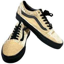 Vans Off The Wall Old Skool Velvet Tan Black Side Stripe M9 W10.5 New