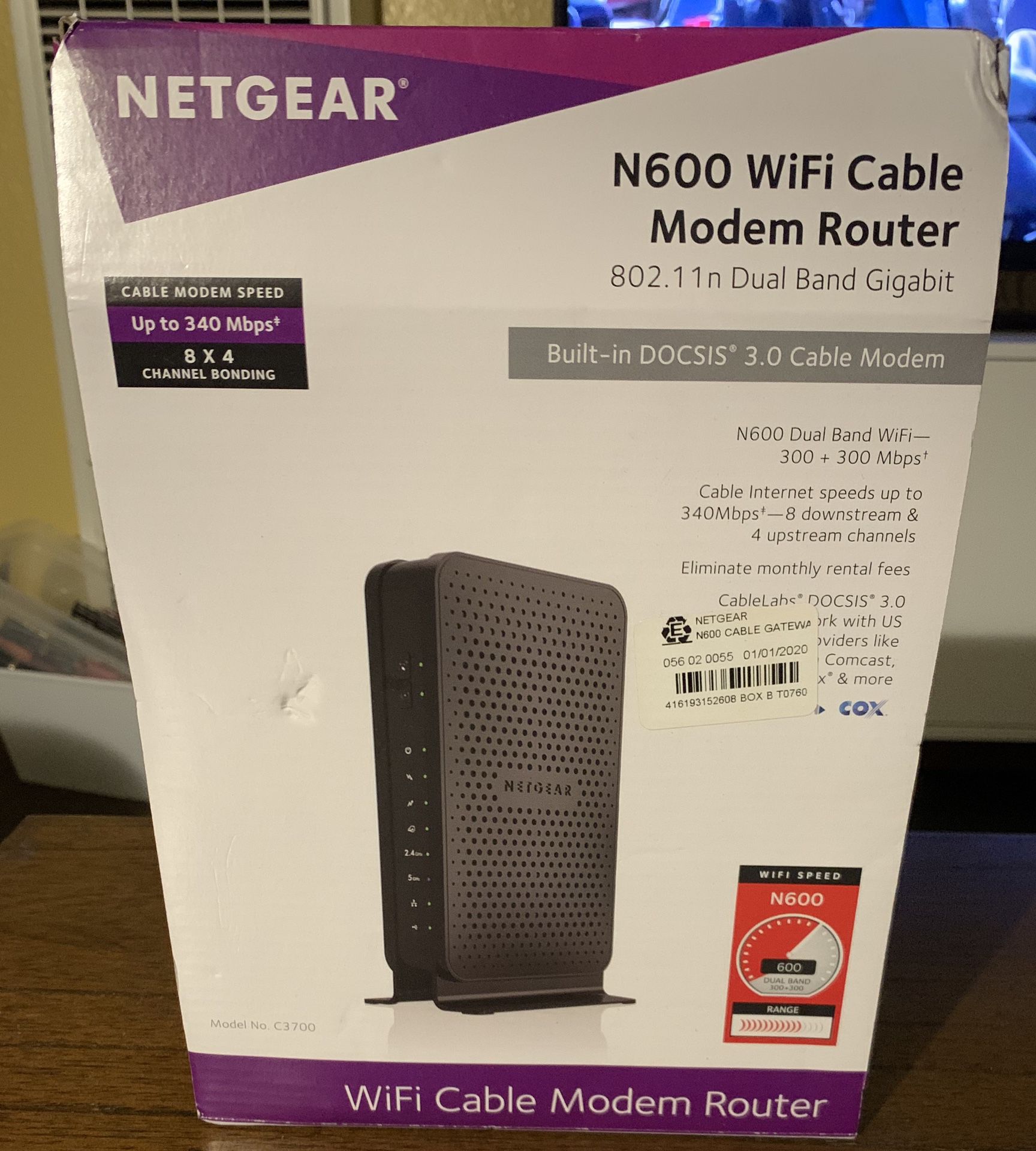 NETGEAR N600 WiFi DOCSIS 3.0 Cable Modem Router