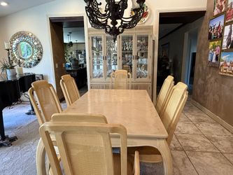 Beautiful Vintage Blonde Burl Dining Set