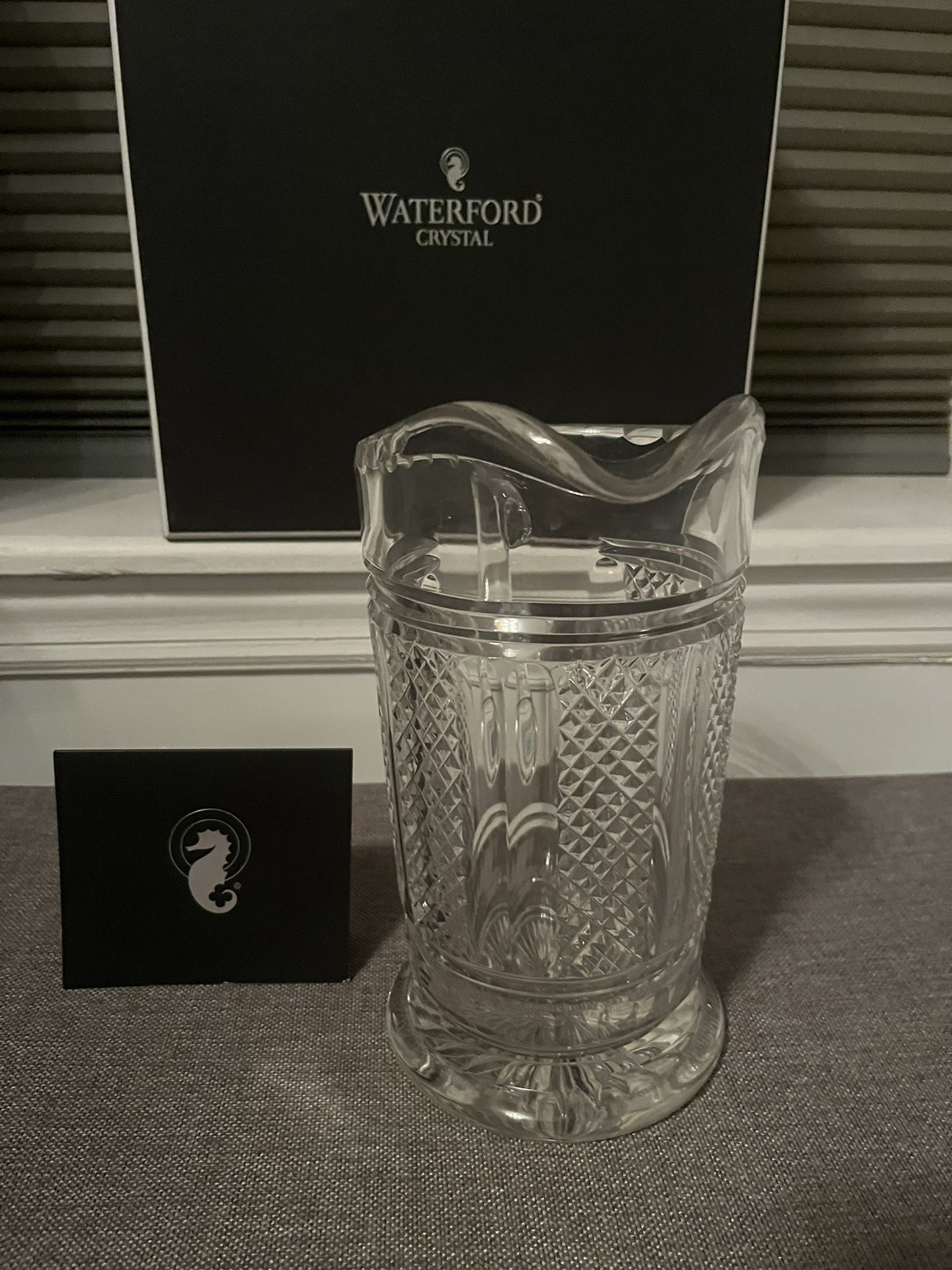 Beautiful brand new in box Waterford crystal renaissance pitcher. Made in Czech Republic