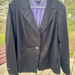 NYCC New York Blazer Suit Jacket 18W Women’s Black Front Button Polyester Cotton