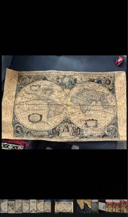 Antique World Map Woven Tapestry