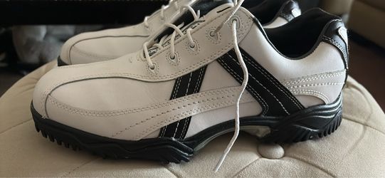 NEW DISCONTINUED SIZE 8.5 MENS FOOTJOY CONTOUR BLACK WHITE LEATHER GOLF SHOES