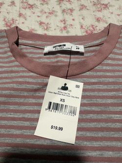 Pink and grey striped T