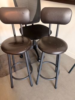 Set of 2 Bar Stools with Back metal legs