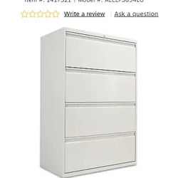 Alera Four-Drawer Lateral File Cabinet, 36w x 18d x 52 1/2h, Light Gray $350