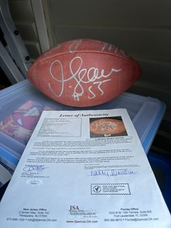 DUAL SIGNED JUNIOR SEAU AND WILLIAM “THE FRIDGE” PERRY signed Wilson football with JSA COA