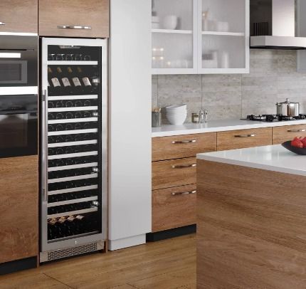 AVallon 23.44-in W 151 -Bottles Black Cabinet Stainless Steel Door Built-in/Freestanding Indoor Wine Cooler