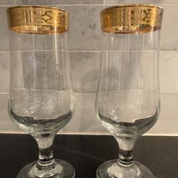 Pasabahce Gold Rimmed Glasses