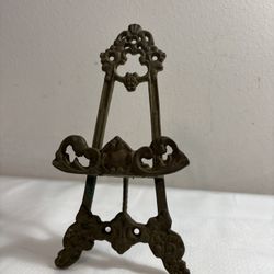 Antique Brass Easel Stand For Pictures Coins Pocket Watches And More!