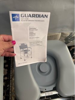 Bedroom commode, portable toilet on wheel- shower chair. Mobility transfer chair. 300 pound weight capacity. Assembled brand new.